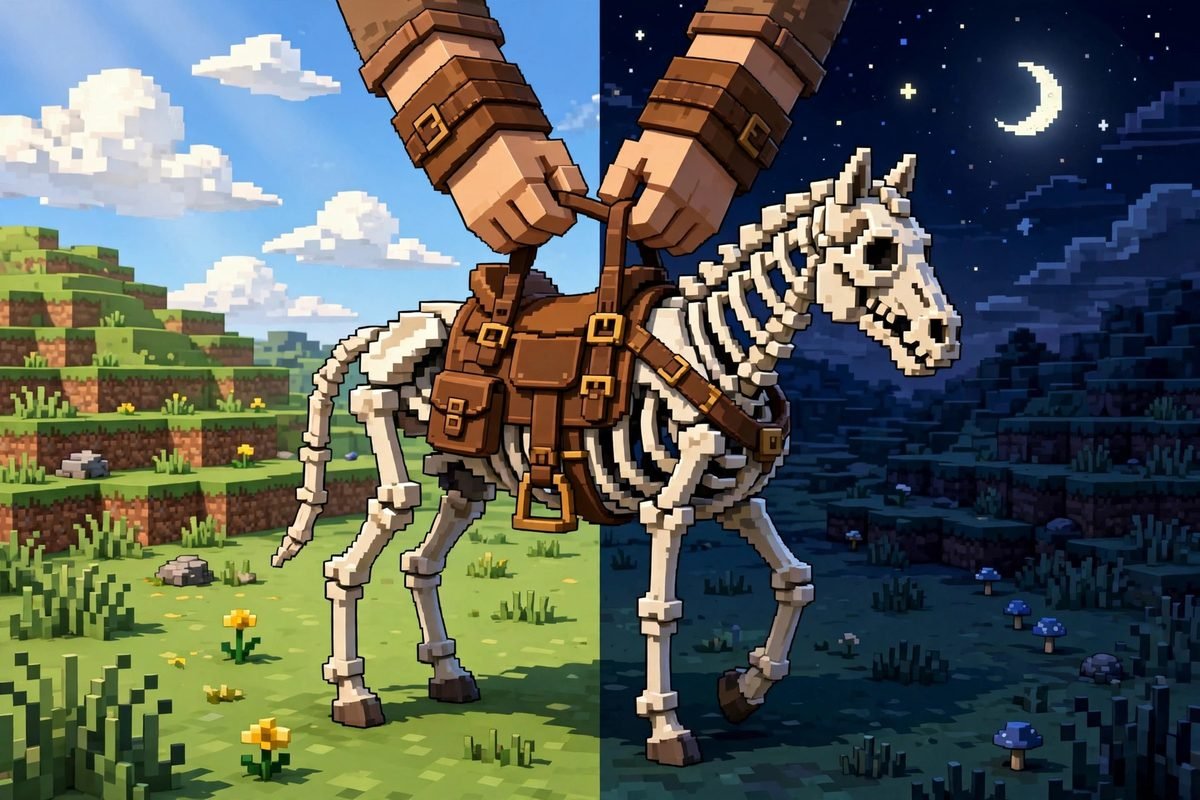 Do you need a saddle for a skeleton horse — Java and Bedrock rules