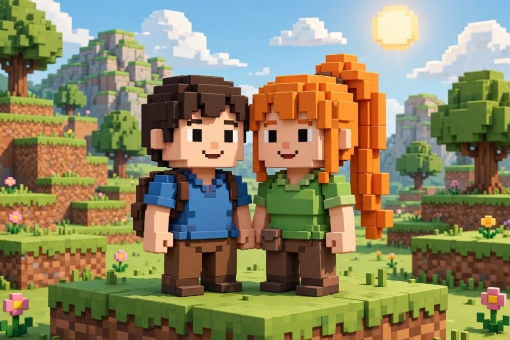 Steve and Alex, the two most famous faces of the Minecraft main character debate