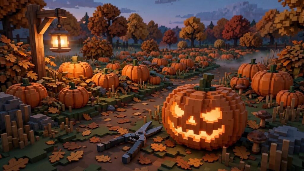 How to carve a pumpkin in Minecraft with shears