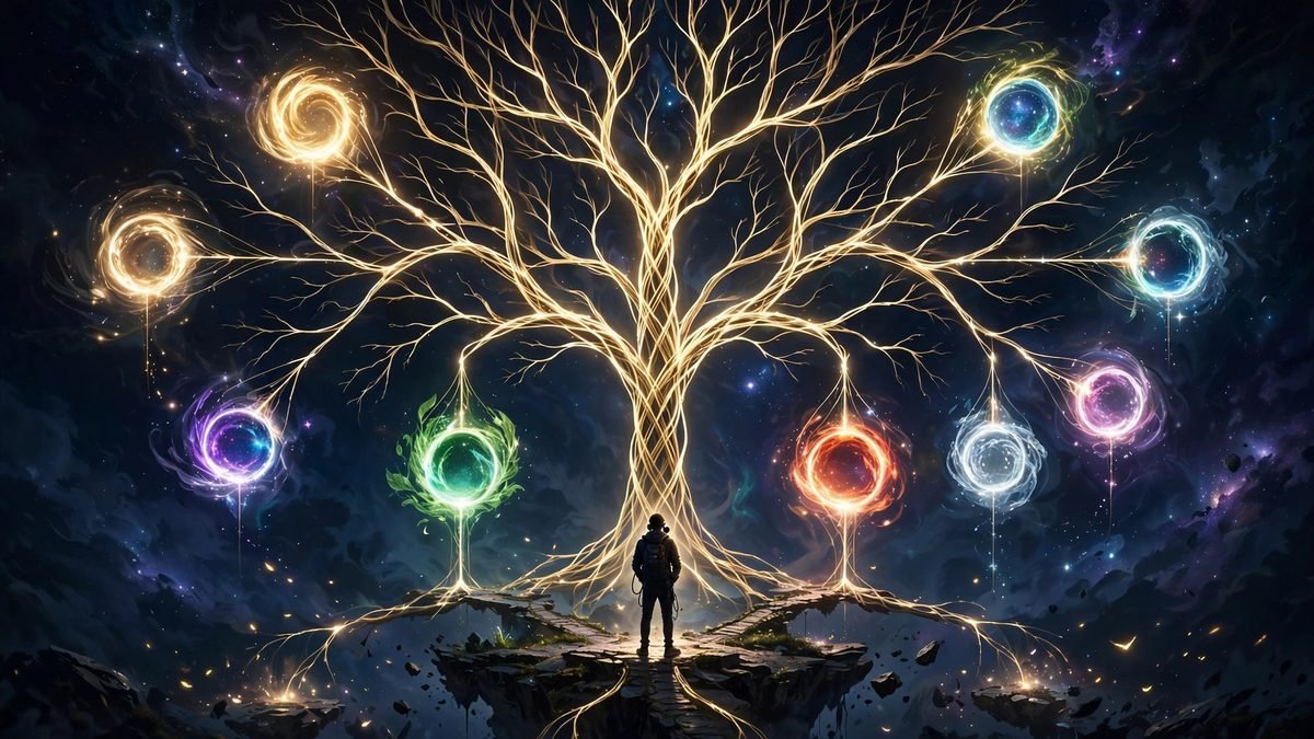 Choose your own ending games branching story paths illustration