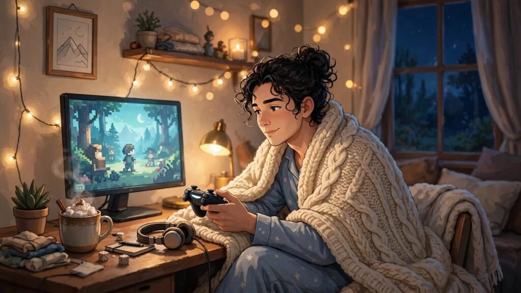 Cozy setup for gaming in the nude survey discussion