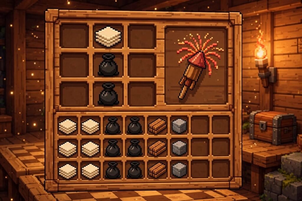 Firework recipe Minecraft crafting illustration