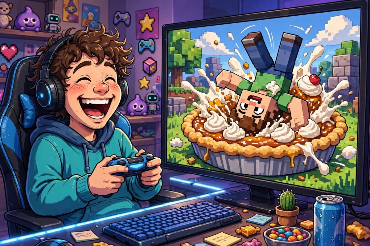 Funny gaming GIFs — laughing gamer watching a comical game moment