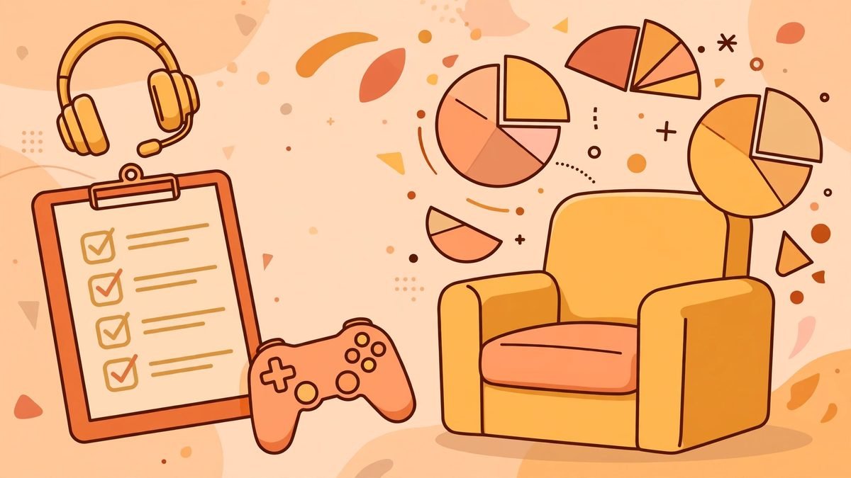Survey concept about gaming in the nude habits