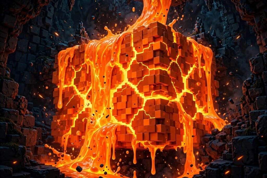 Block lava Minecraft — close-up of the lava block