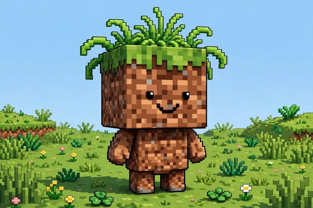 Minecraft dirt block guy meme character