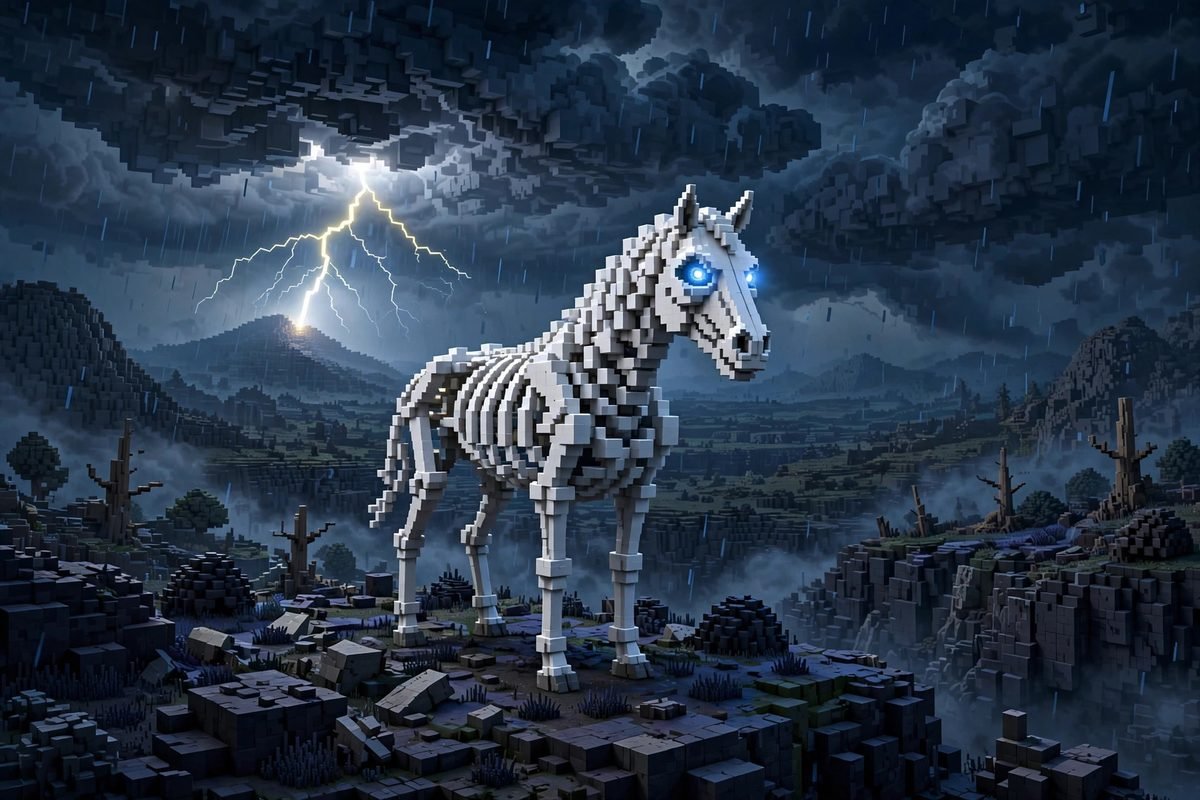Can you ride skeleton horses in Minecraft — skeleton horse in a thunderstorm