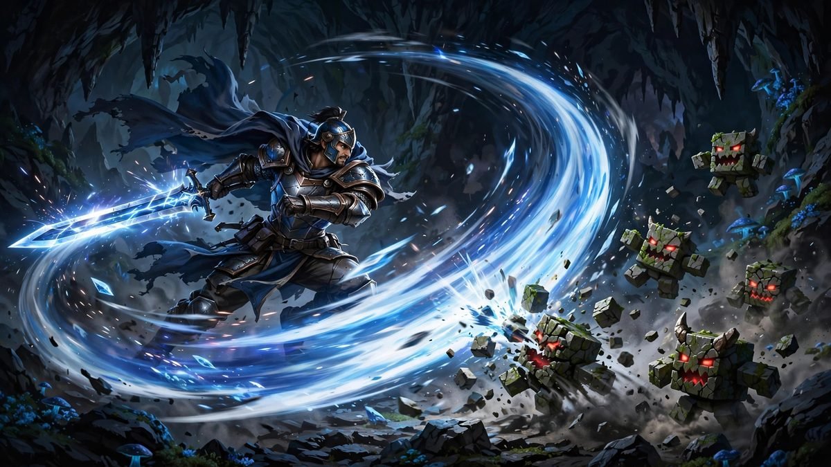 Is sweeping edge in bedrock — sword sweep attack illustration